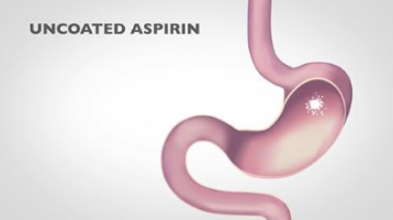 Uncoated aspirin released in the stomach